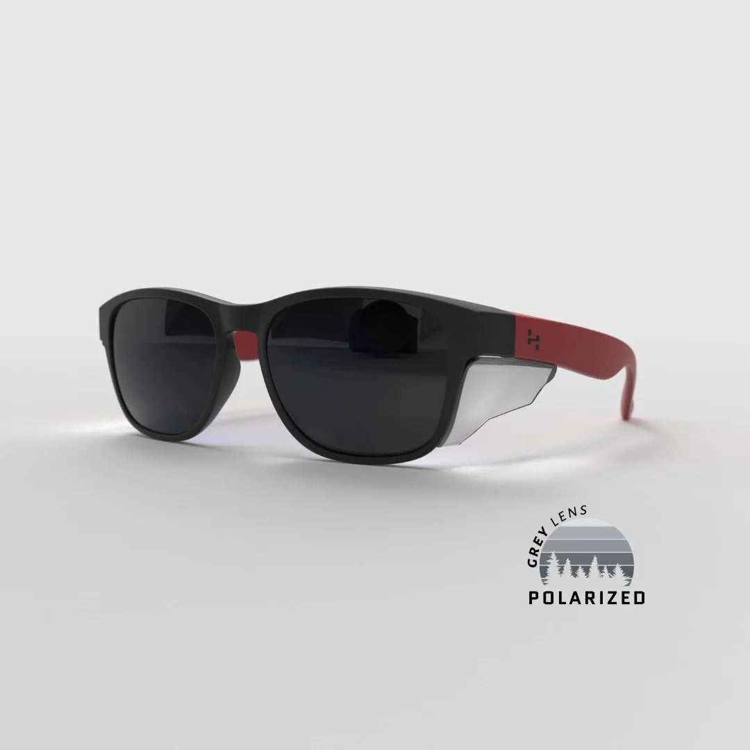 Hyspecs Serie ICON transparente con lente polarizada gris y protectores laterales