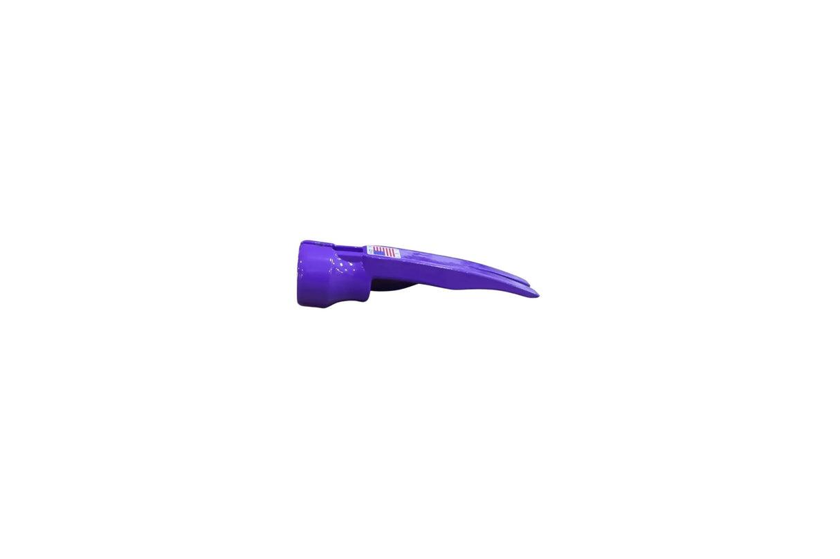 Close-up of the premium steel striking face and durable PURPLE finish of a Martinez M1 framing head.