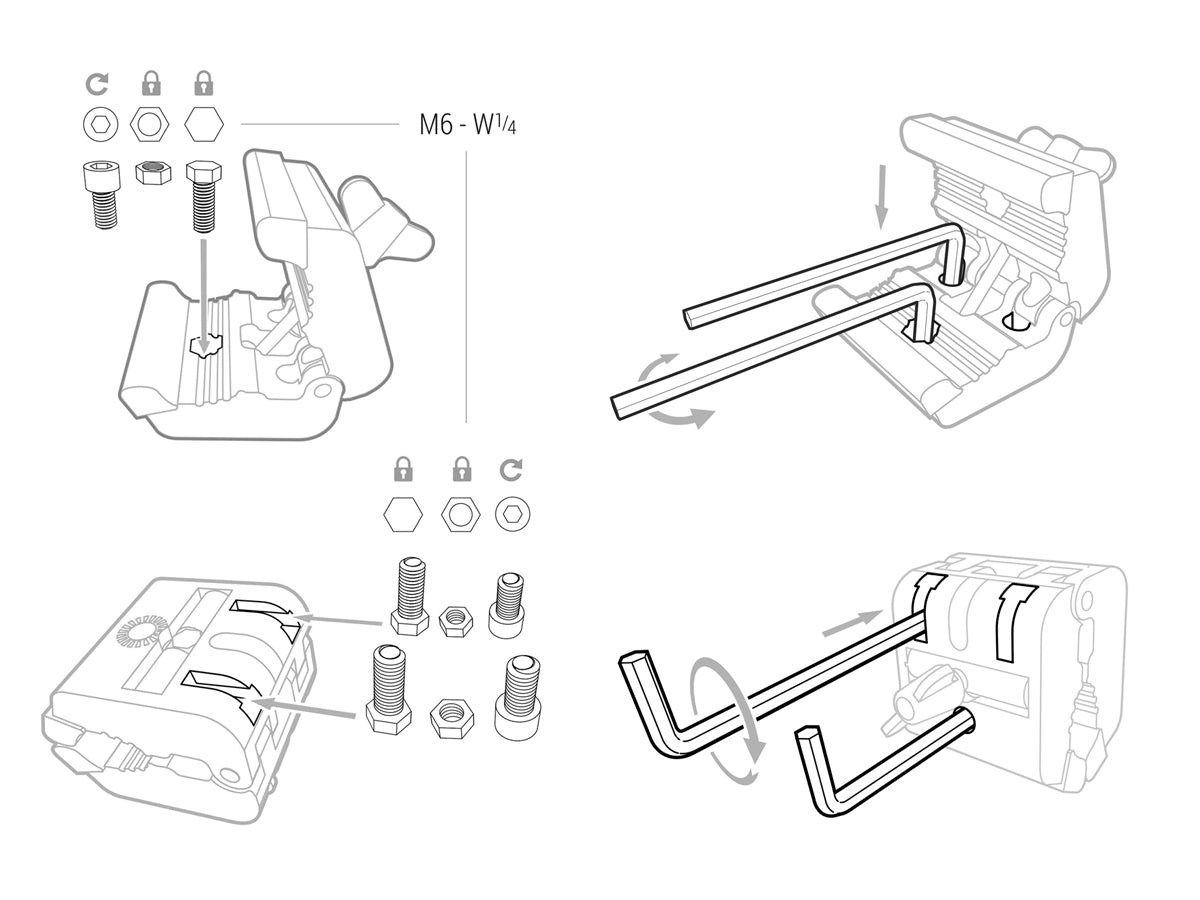 Soporte universal Piher de 1/4"-3/8"-5/8" para láser y cámaras