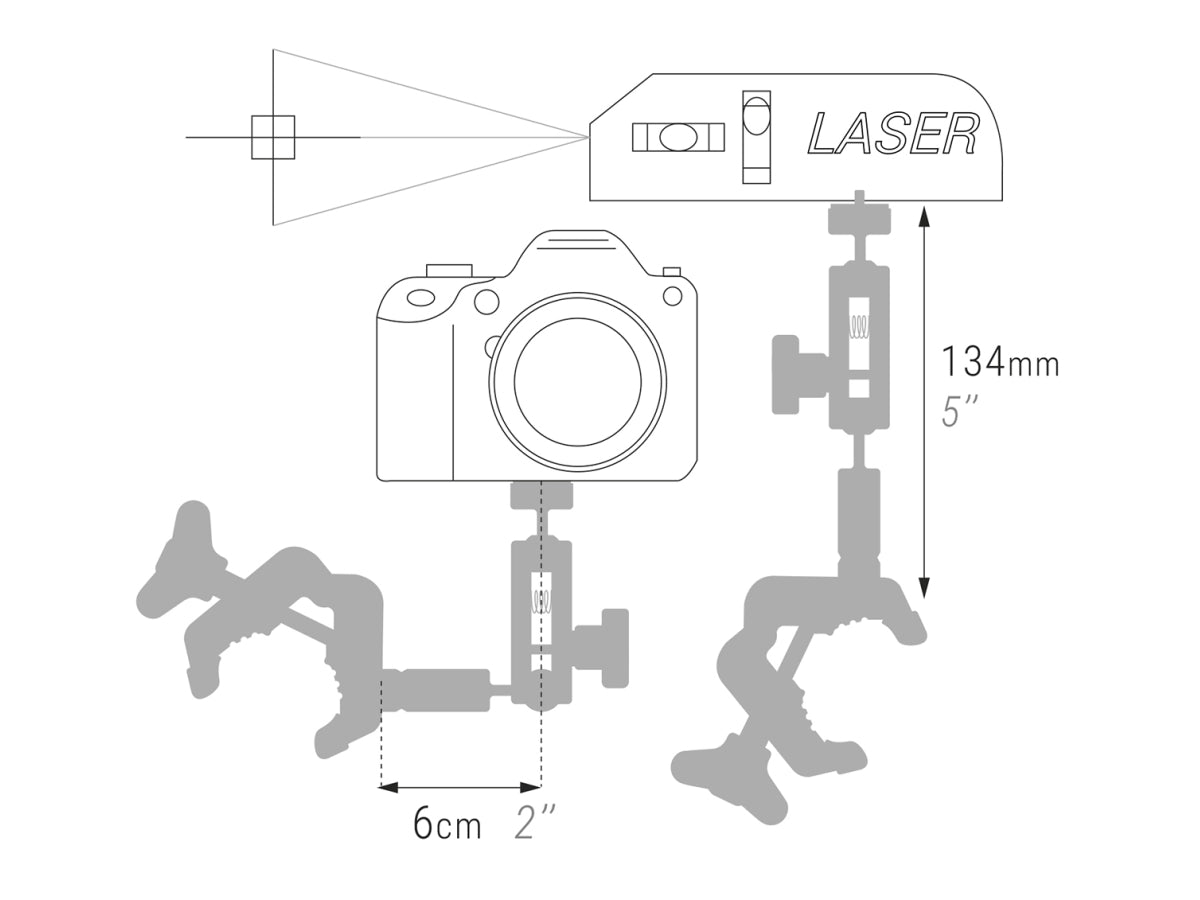 Soporte universal Piher de 1/4"-3/8"-5/8" para láser y cámaras