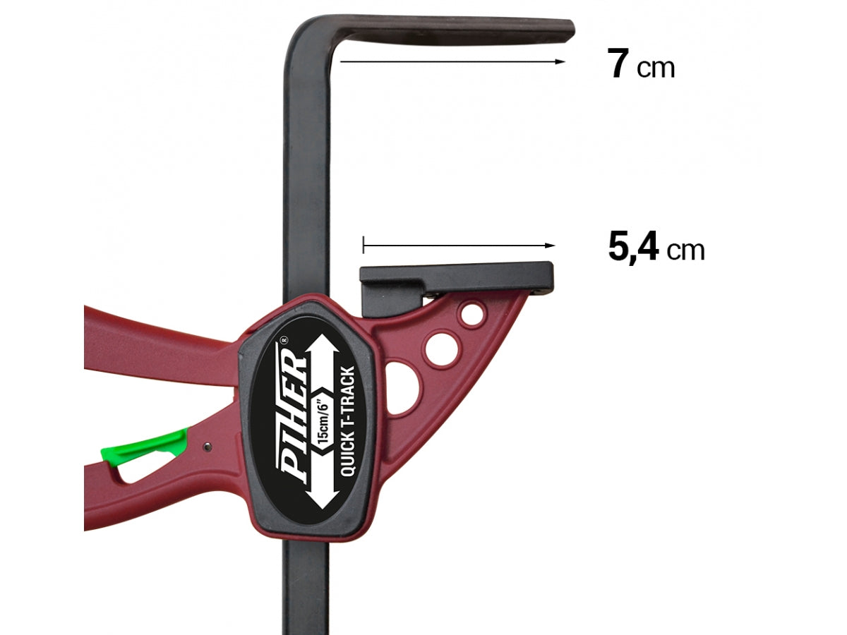 A close-up of the flat head of the Piher T-Track Clamp, which fits into 12x8mm slots.