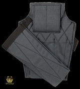 The rear view of the Gunmetal Trimmer Tool Bag, designed for carrying and organizing tools and accessories, often used by professionals in trades such as construction and carpentry.
