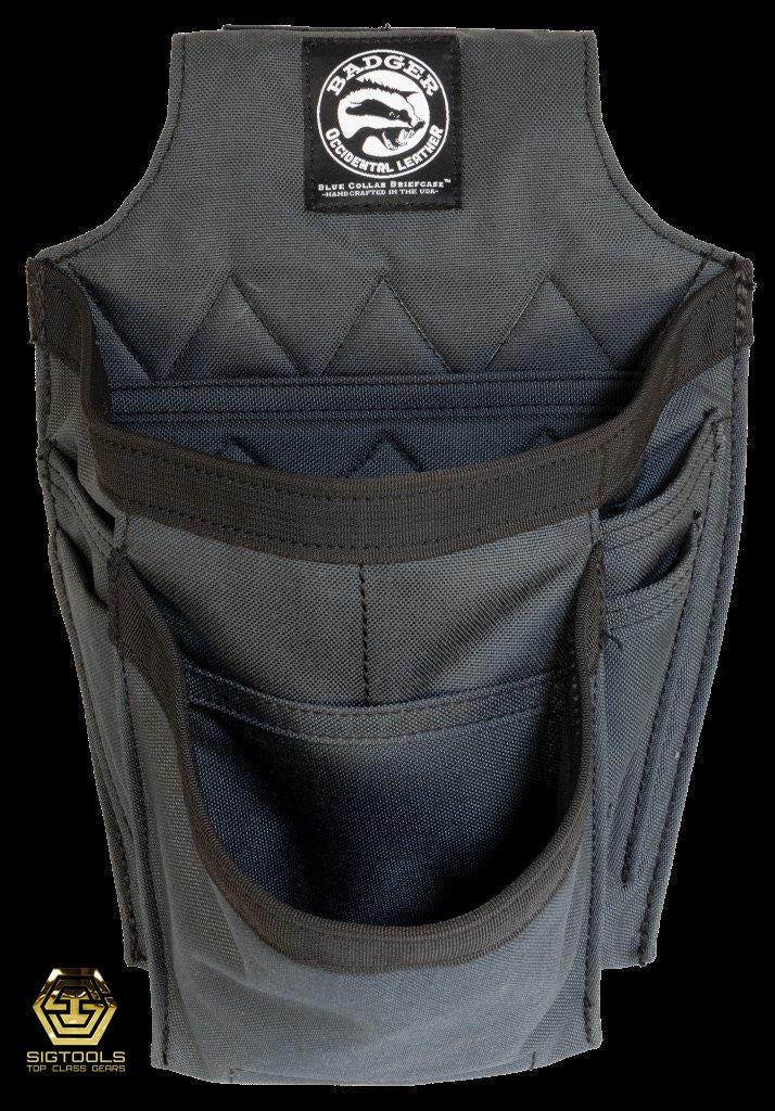 front view of a Gunmetal grey-coloured Trimmer Fastener bag, sold separately as the 'Trim Set Bag Only,' designed for convenient and organised storage of trimmer tools.