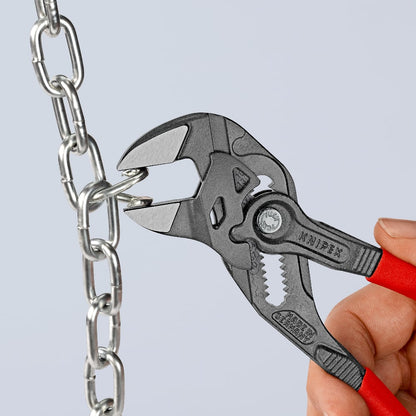 Compact KNIPEX Pliers Wrench with 10-fold force amplification, ideal for sensitive surfaces.