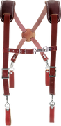 A pair of Occidental Leather Leather Work Suspenders (Style 5000), showcasing the hand-crafted premium bridle leather.