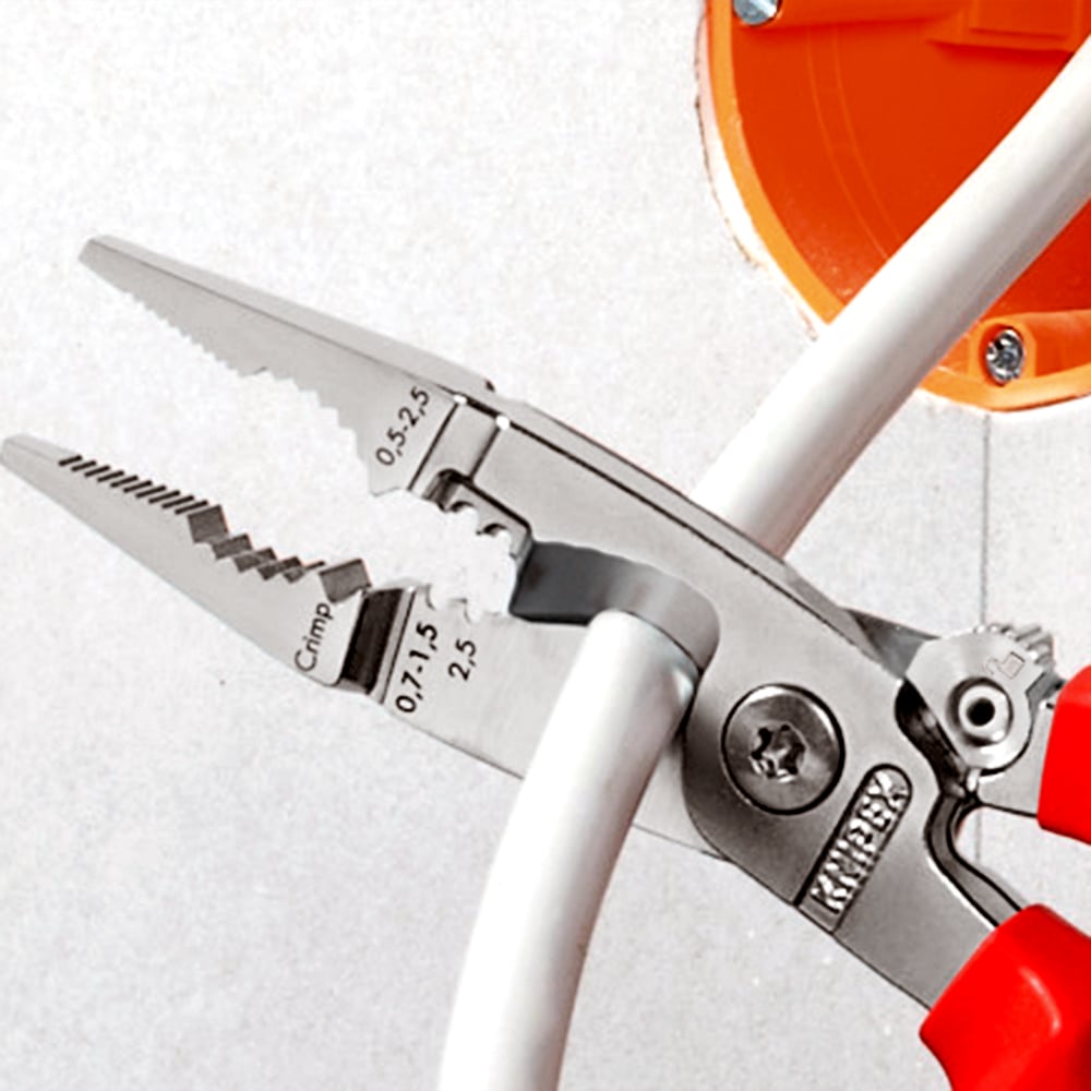 Electrical installation pliers for professional and DIY use with ergonomic design.