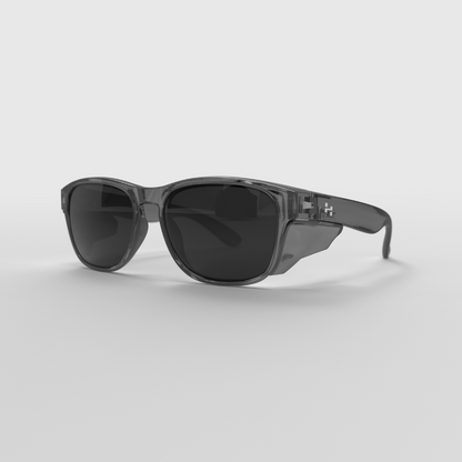 Hyspecs Transparent ICON Series w/ Grey Polarized Lens & Side Shields