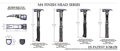 M4 Titanium Handle 12oz Smooth Steel Head Finish Hammer