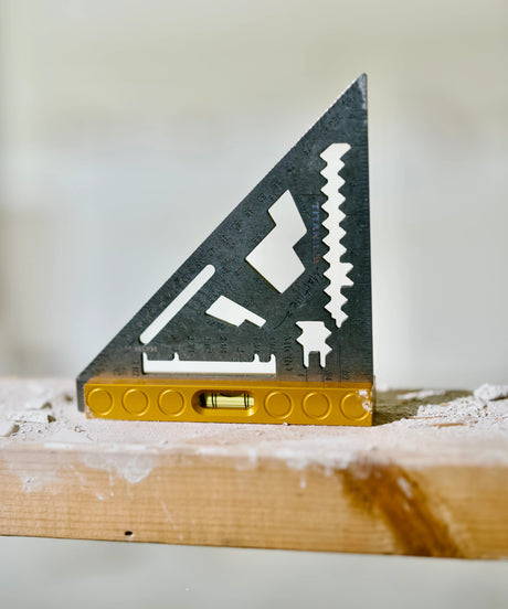 Martinez Titanium Micro Square: precision laser-cut scribe markings on a durable titanium blade for exacting professional measurements.