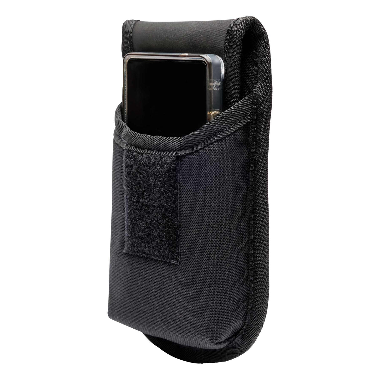 A large smartphone, like an iPhone 17 Pro Max, fitting securely inside the Diamondback Phone Pouch X.