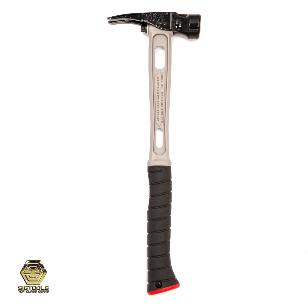 Left side view of Martinez M1 Titanium Handle with curved grip 15oz Framing Hammer with smooth face steel head.