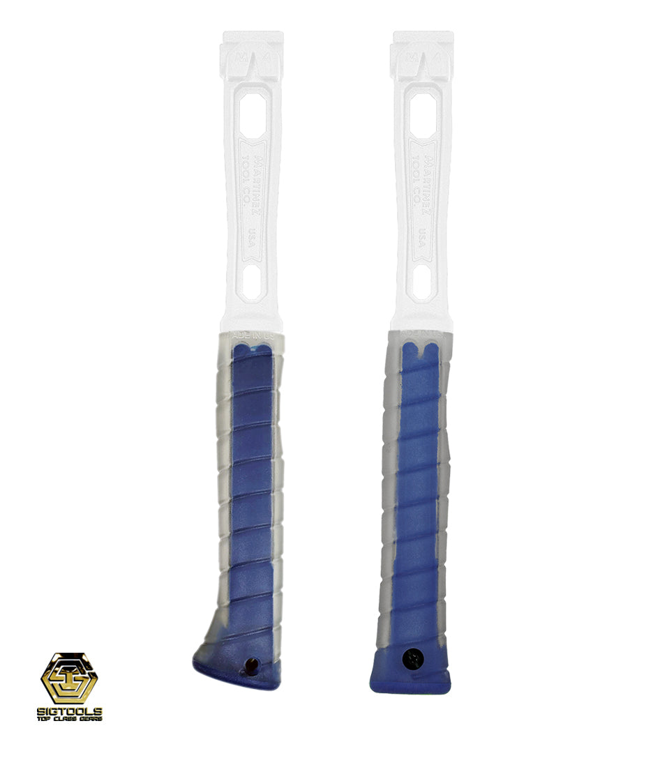 Curved and straight Martinez Replacement Grips in Clear Overlay/Blue Insert color