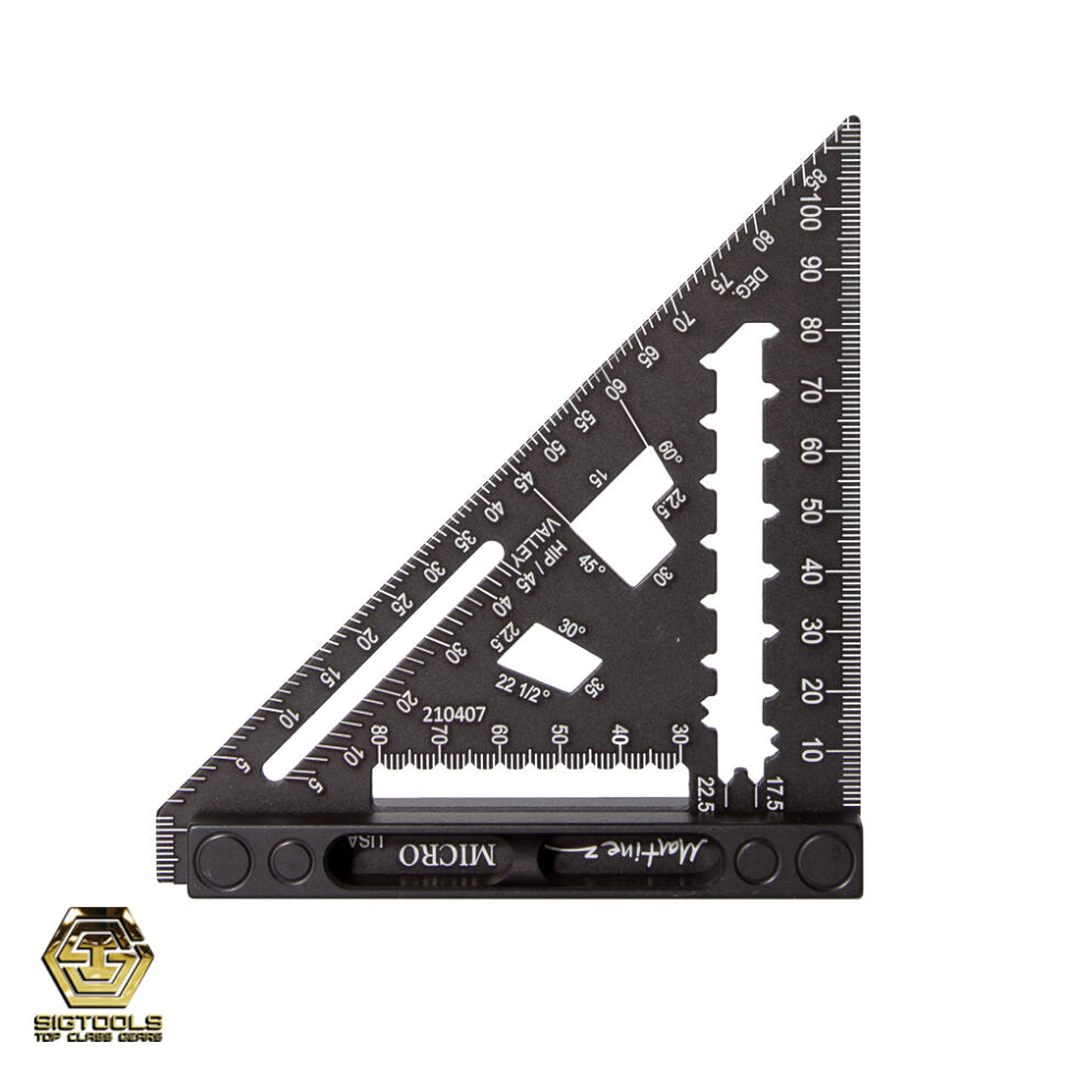 Photograph of the Martinez Micro Square  on white  background – Metric Version, showcasing its compact design and precision engineering for metric measurements.