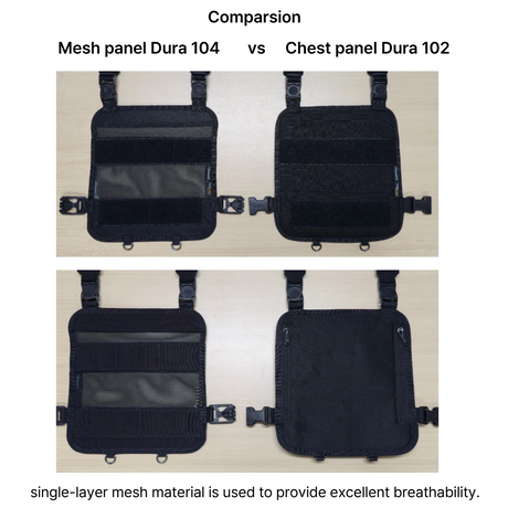 The DURAWORK Mesh Chest Panel Dura 104 in Black, a breathable accessory for tool rigs.