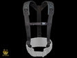 Front look of a pair of gunmetal-colored suspenders from the Badger brand, note that the belt is not included, designed to provide comfortable support and style while working.