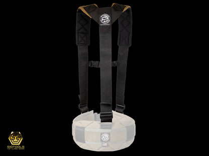 Rear of a pair of Sawdust sage- coloured suspenders from the Badger brand, note that the belt is not included, designed to provide comfortable support and style while working.