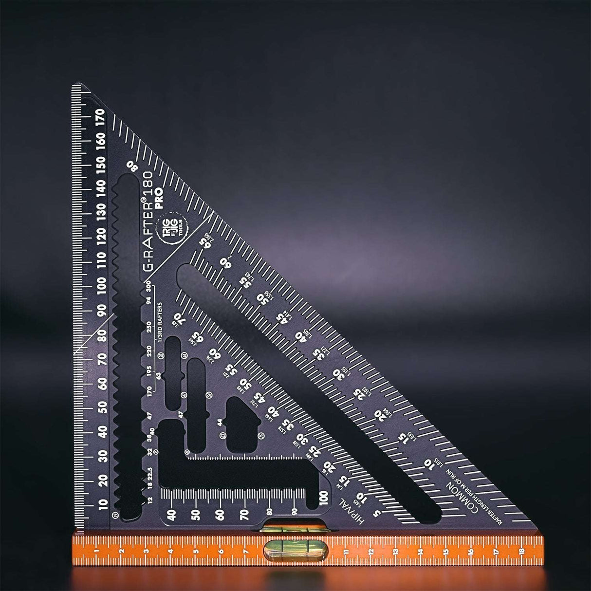 TrigJig G-Rafter 180 PRO Square - Metric Speed Square with Spirit Level