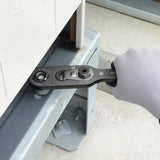 Demonstrating the Gear Lock feature on the Anex Adaptor for manual spanner tightening.