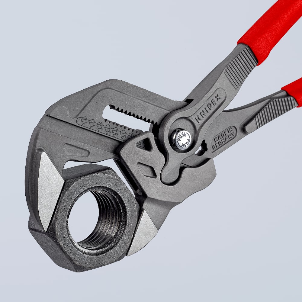 High-leverage KNIPEX Pliers Wrench with a 10x force amplification for precise gripping and bending.