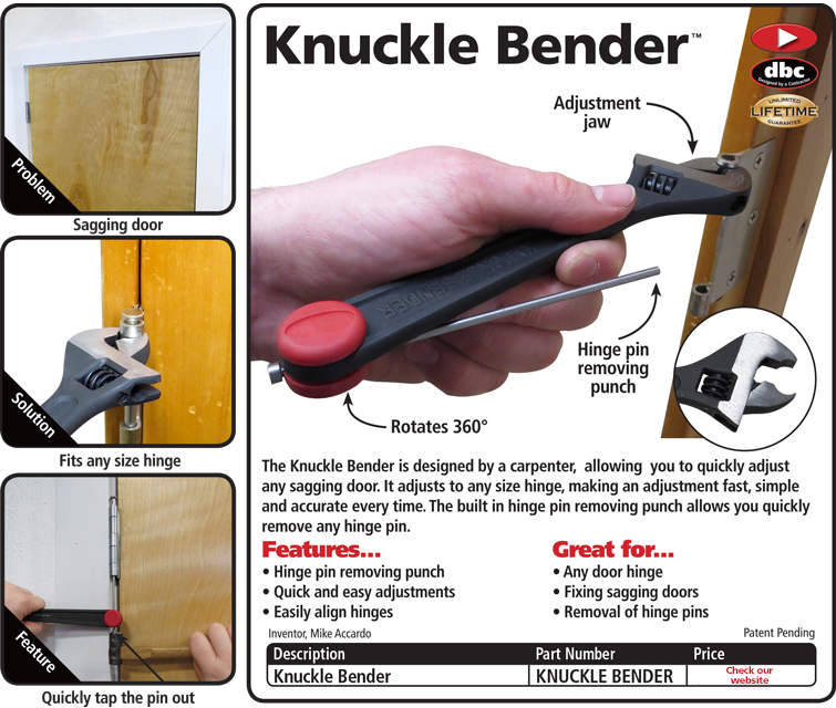 Knuckle bender is now available from www.sigtools.co.nz Fix your door hinge in seconds with this awesome tool! 